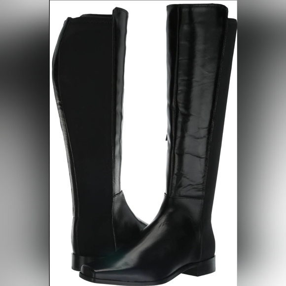 Vince Camuto Librina Elegant Black Leather Knee-High Boots Sz 7.5 New Ret $229 - Picture 2 of 14